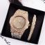 Fashion Silver Watch+silver Bracelet+box Stainless Steel Diamond Round Dial Watch + Round Bracelet