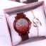 Fashion Red Watch Stainless Steel Diamond Round Dial Watch