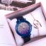 Fashion Purple Watch Set Stainless Steel Diamond Round Dial Watch + Love Bracelet