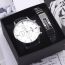 Fashion Silver Case And White Face Watch+silver Bracelet+box Stainless Steel Round Dial Mens Watch + Bracelet Set