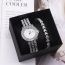 Fashion Silver Watch+silver Bracelet+box Stainless Steel Diamond Round Dial Watch + Bracelet Set