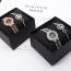 Fashion Silver Watch + Silver Di Style Bracelet + Box Stainless Steel Diamond Round Dial Watch + Bracelet Set
