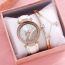 Fashion Black Watch + Star Love Bracelet + Compact Stainless Steel Diamond Round Dial Watch + Bracelet Set