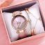 Fashion Pink Watch Stainless Steel Diamond Round Dial Watch