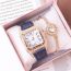 Fashion Pink Watch+bracelet+box Stainless Steel Diamond Square Dial Watch + Bracelet Set