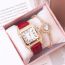 Fashion Blue Watch+bracelet+box Stainless Steel Diamond Square Dial Watch + Bracelet Set