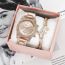 Fashion Silver Watch+bracelet+box/3pcs Stainless Steel Diamond Round Dial Watch + Bracelet Set