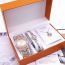 Fashion Silver Watch + Silver Bracelet + Pendant Silver Necklace + Box Stainless Steel Diamond Round Dial Watch + Bracelet Necklace Set