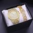 Fashion Gold Watch+gold Bracelet+box Stainless Steel Diamond Watch + Chain Bracelet Set