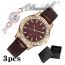Fashion Black Watch+bracelet+gift Box Stainless Steel Round Dial Watch + Bracelet Set