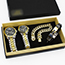 Fashion Womens Watch + Womens Bracelet + Gift Box Stainless Steel Round Dial Mens Watch + Diamond Chain Bracelet Set