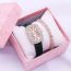 Fashion Green Watch + Bracelet + Box Stainless Steel Diamond Square Dial Watch + Bracelet Set