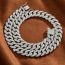 Fashion Silver 14mm Bar Cuban Chain Geometric Diamond-shaped Rhombus Chain Necklace For Men