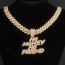 Fashion Silver Letter Necklace Pendant +001 Cuban Chain 20inch Alloy Diamond Letter Mens Necklace