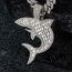 Fashion Silver Shark Necklace Pendant +001 Cuban Chain 20inch Alloy Diamond Shark Mens Necklace