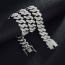 Fashion Silver Three-row Diamond Bar-shaped Cuban Chain Geometric Diamond Chain Necklace For Men