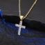 Fashion Golden Cross Zircon Necklace (square Zircon) Pendant + 50cm Stainless Steel Twist Chain Geometric Diamond Cross Mens Necklace