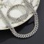 Fashion Silver 12mm Bar Cuban Chain Geometric Diamond Chain Necklace For Men