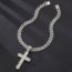 Fashion Golden Cross Necklace Pendant +001 Cuban Chain 20inch Alloy Diamond Cross Mens Necklace