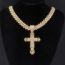 Fashion Golden Cross Necklace Pendant +001 Cuban Chain 20inch Alloy Diamond Cross Mens Necklace