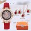 Fashion White Watch + White Diamond Necklace Earrings And Ring Stainless Steel Diamond Round Watch + Necklace Earrings And Ring Set