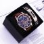 Fashion Rose Gold Case Rose Gold Plate Brown Strap Watch Stainless Steel Round Mens Watch
