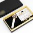 Fashion White Watch + 9 Pairs Of Earrings + Gift Box Stainless Steel Round Watch Earrings Set