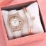 Fashion Brown Watch+xinglian Bracelet+box Stainless Steel Diamond Round Watch Bracelet Set