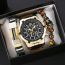 Fashion Gold Watch + Bracelet 2 + Gift Box Stainless Steel Round Watch Bracelet Bracelet For Men Set