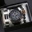 Fashion Black Watch + 2 Bracelets Stainless Steel Round Watch Bracelet Bracelet For Men Set