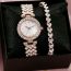Fashion Rose Gold Watch + Rose Gold Bracelet + Box Stainless Steel Round Watch Bracelet Set