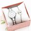 Fashion Rose Gold White Watch + Heart Bracelet + Gift Box Stainless Steel Round Watch Bracelet Set