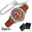 Fashion White Face Black Strap Watch+bracelet+gift Box Stainless Steel Round Watch Bracelet Set