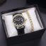 Fashion Black Watch+bracelet+gift Box Stainless Steel Round Watch Diamond Bracelet Set