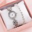 Fashion Gold Watch + Ribs Bracelet + Gift Box Stainless Steel Round Watch Chain Bracelet Set