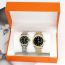 Fashion Black Face Men’s Watch + Black Face Women’s Watch + Box Two Stainless Steel Round Watches
