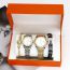 Fashion White-faced Men’s Watch + White-faced Women’s Watch + Bracelet + Bracelet + Box Stainless Steel Round Watch Bracelet Bracelet Set