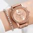 Fashion Rose Gold Watch + Accessories + Gift Box Stainless Steel Round Watch Bracelet Necklace Earrings Ring Set