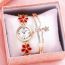 Fashion Red Watch+bracelet+box Stainless Steel Dripping Flower Round Watch Bracelet Set
