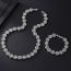 Fashion Silver Smiley Cuban Chain Alloy Diamond Smiley Necklace Bracelet Set For Men