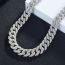 Fashion Silver 14mm Bar Cuban Chain Geometric Diamond Chain Necklace For Men