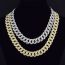Fashion Gold 14mm Bar Cuban Chain Geometric Diamond Chain Necklace For Men