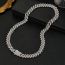 Fashion Silver 11mm Bar Cuban Chain Alloy Diamond Chain Necklace For Men