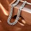 Fashion Silver 11mm Cuban Chain Geometric Diamond Chain Necklace For Men