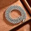 Fashion Silver 11mm Cuban Chain Geometric Diamond Chain Necklace For Men