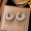 Fashion Silver Stainless Steel Threaded Round Earrings