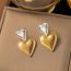 Fashion Earrings Gold Upper And Lower Hearts Titanium Steel Love Earrings