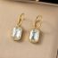 Fashion Golden Square Gray Diamond Titanium Steel Square Earrings With Diamonds
