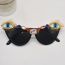 Fashion Black Metal Diamond Cat Eye Large Frame Sunglasses
