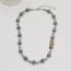 Fashion Silver Gray Mixed Color Pearl Tiger Necklace